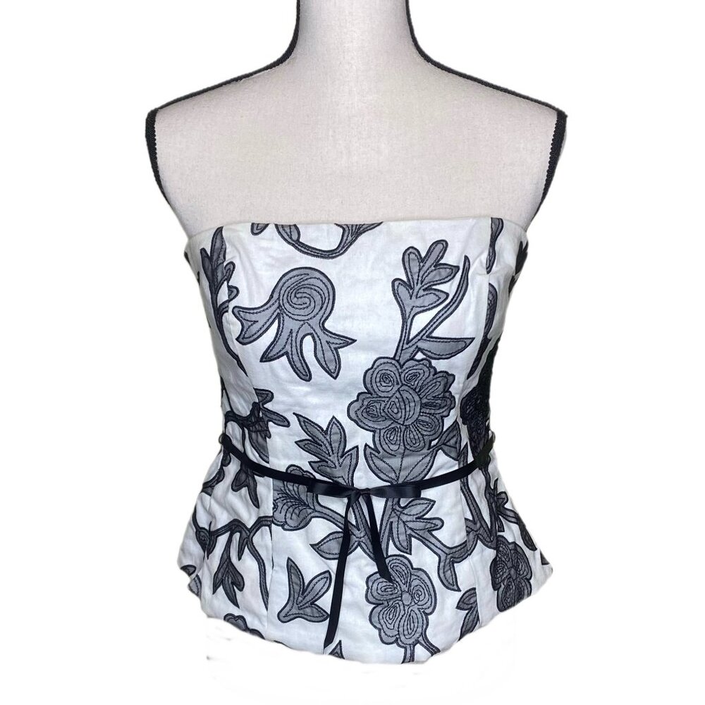 White House Black Market Strapless Embroidered Lined Bustier Size 4